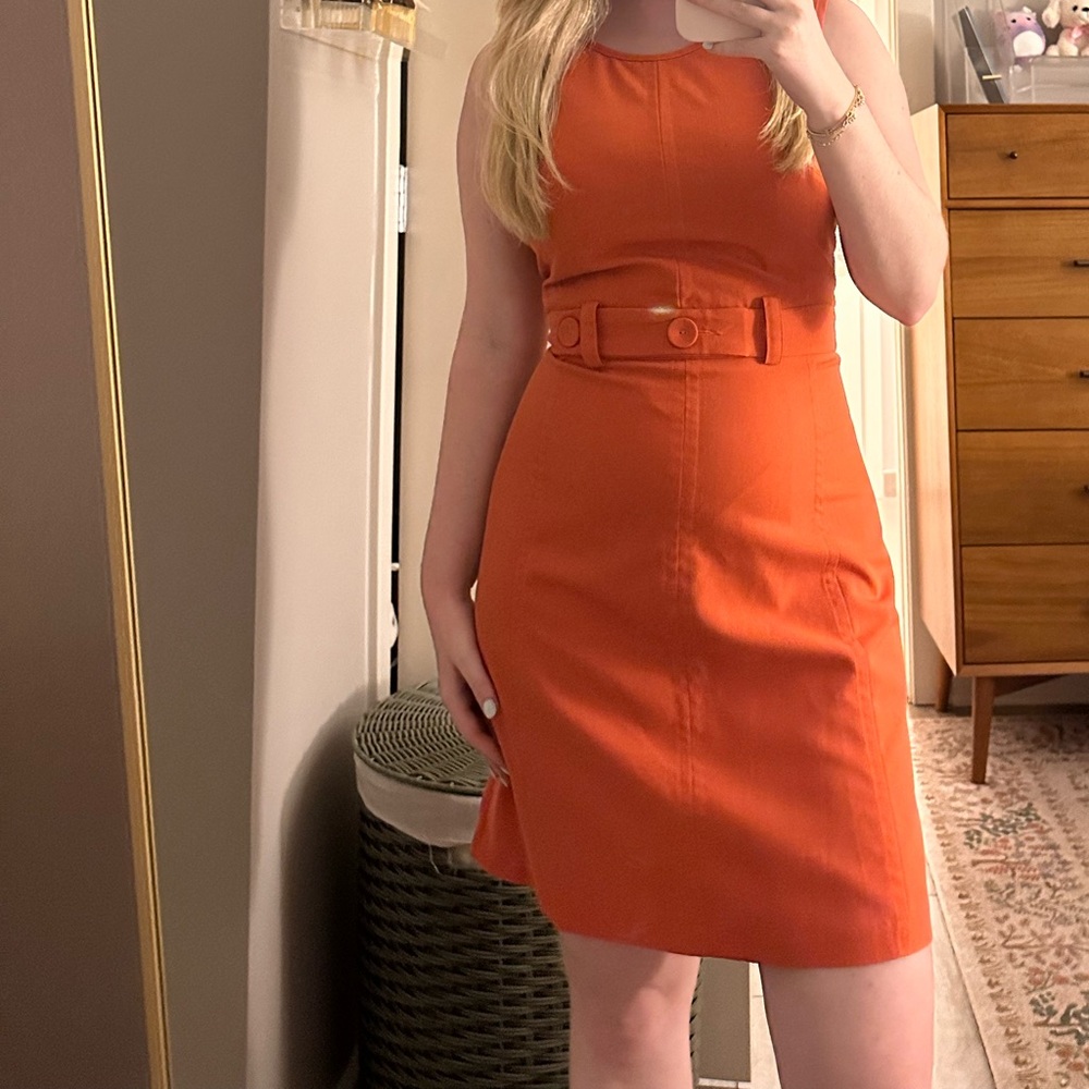 Sunny Girl Sleeveless Orange Belted Mini Dress